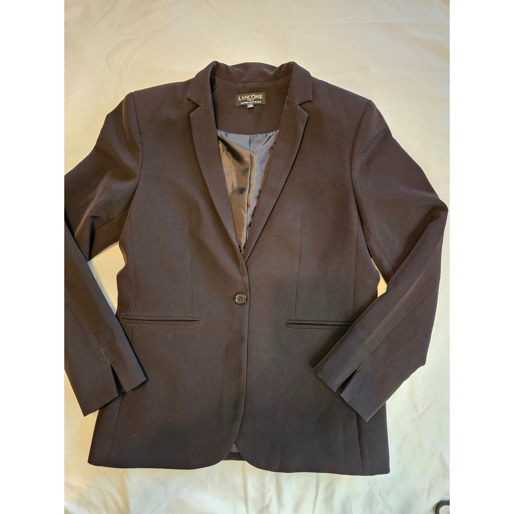 LANCOME Black Single Button Blazer Women's Classic Business Professional Size 40